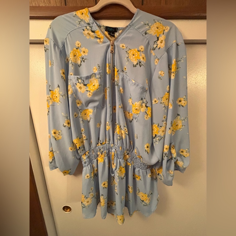 Floral Blue and Yellow Romper